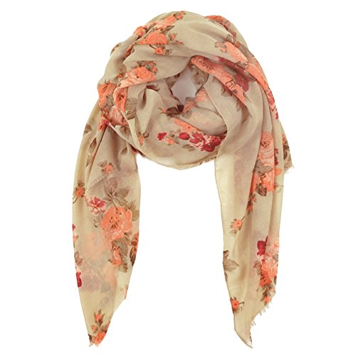 MELIFLUOS DESIGNED IN SPAIN Scarf for Women Lightweight Floral Flower for Spring Fall Winter Scarves Shawl Wrap (NF37-15)