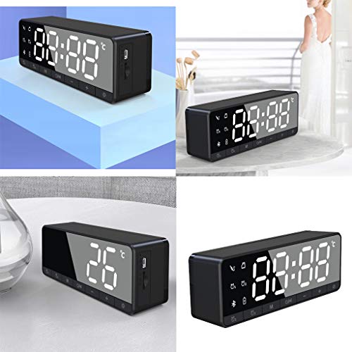Baoblaze LED Relógio De Espelho Com Alarme Bluetooth 5.0 Alto-falante Baixo Termostato Rádio FM - Pr