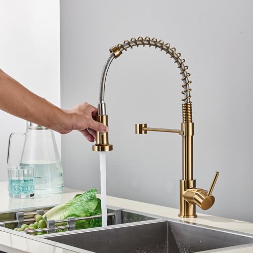 Robinet de cuisine basse pression de lavage en acier inoxydable doré pour eau chaude - 5