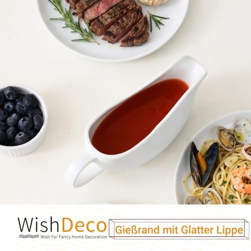 WishDeco Saucière Blanche 360 ml, Pot à Sauce en Porcelaine – vue 6