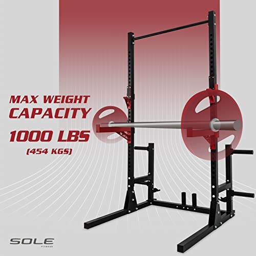 Sole Fitness Half Rack, Home And Gym Exercise Equipment, Multifunctional Weight Rack, Durable Steel Frame For Squat, Bench, Deadlift, And More, Includes J Hooks And Equipment Storage, 1000 Lb Capacity #TOP3