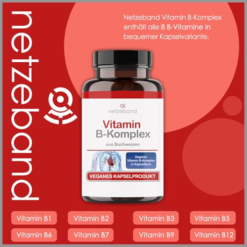 Vitamin B Komplex hochdosiert in Buchweizen | im Glas | natürlich | vegane Kapseln | hochdosiert | Alle B Vitamine mit Vitamin B12
