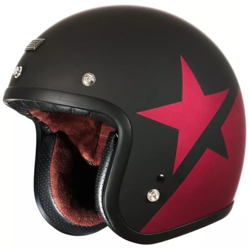 Origine Casco Jet Vintage Primo Star, Nero Opaco e Rosso,