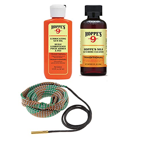 Westlake Market, Hoppes 40 Caliber Quality Gun/Pistol Cleaning Kit Including Bore Cleaner and Lube Oil and Bore Snake - Eliminates Need for Rod, Brush, Jag, and Patches