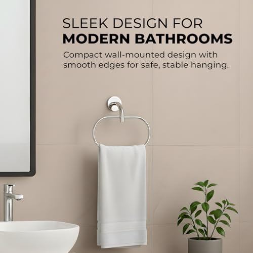 Image of Somany Optimus Rounds Towel Ring | Premium SS, Zinc & Brass | Modern Bathroom Accessory | Durable & Corrosion Resistant