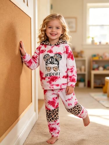 Image of Kid Toddler Girl Clothes - Tie Dye Hoodie Sweatshirt Girl Outfits Pullover Jogger Hooded Sweatpant Set
