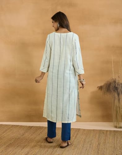 Image of Fabindia Women's Cotton Long Regular Fit Kurta