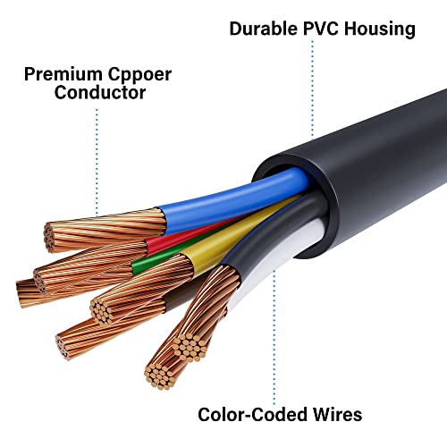 Oyviny 7 Pin Trailer Wiring Harness 6 Foot Cold Weather Insulated Rv Blade 7 Way Trailer Pigtail With Plug&Play Detachable Pigtail, Double Prongs 7 Way Trailer Cord -40F To 105F Degree Rating #TOP7
