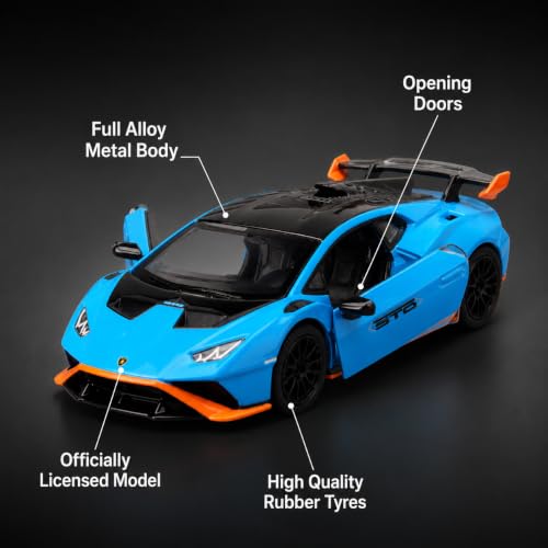 Image of Wizplex CCA Lamborghini Huracan STO 1:64 Officially Licensed Premium Die Cast Metal Car in Acrylic Display Case - Openable Doors, Collectible Supercar Showpiece for Collectors & Kids 3+