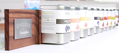 Spicebar Design Gewürzregal passend für 10 Spicebar Gewürzdosen die magnetisch gehalten werden (Nussbaum)