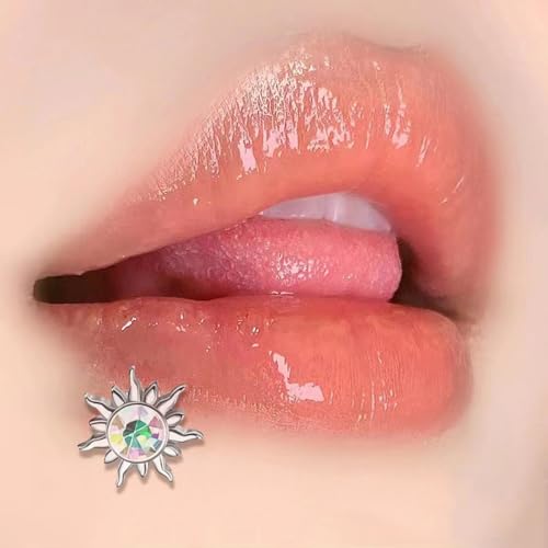 2Pcs 16G Sun Moon Labret Monroe Lip Rings Stainless Steel Lip Labret Studs Tragus Helix Cartilage Stud Earrings AB Color Body Piercing Jewelry 8mm2