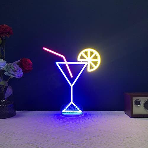AOOS CUSTOM Desk Lamp, Table Lamp, Night Light for Kids, LED Neon Light, Room Lights, Aesthetic Room Decor, Room Decorations (Lemon Drop Cocktails Martini Glass)