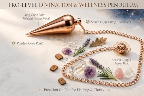 Image of Long Cone Copper Pendulum for Reiki Healing, Dowsing & Chakra Balancing - Divination & Meditation Tool for Energy Cleansing & Spiritual Wellness