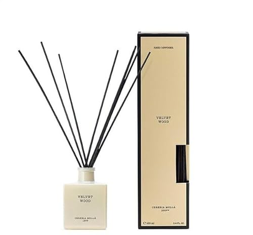 Cerería Mollá 1899 | Mikado Velvet Wood 100 ml | Difusor de Varillas Aromáticas | Fragancia Suave y Aterciopelada, Diseño Elegante