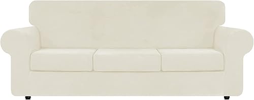 PENDEJATO Funda elástica para sofá, funda de terciopelo suave para sofá de 3 cojines, fundas gruesas y lavables, protector de muebles para mascotas