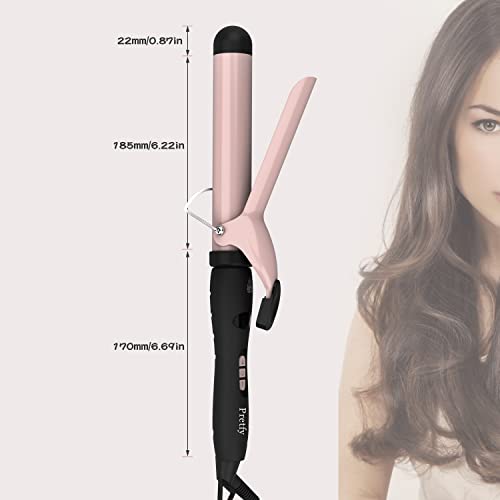 Pretfy Curling Iron Wand With Tourmaline Ceramic Coating 140-430℉, 1.25 Inch Curling Iron For All Types Of Hair, Dual Voltage Crimp, Include Heat Resistant Glove, Rose Gold #TOP7