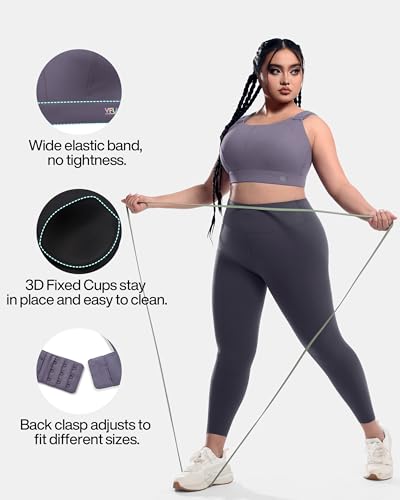Image of Adjustable High Impact Sports Bras Molded Cup Plus Size Bra for Large Bust Women Running Workout Gym Fitness