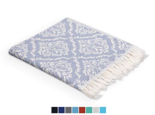 Valorosa 4-Pack Turkish Peshtemal Hand Towels 23x39 100% Cotton Double Weave Damask Pattern