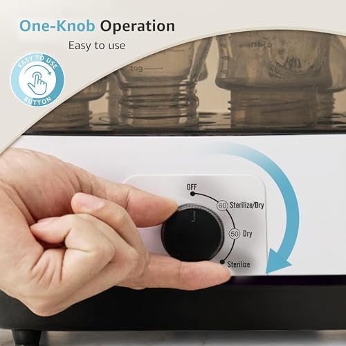 Image of Baybee Puresteam 3-in-1 Baby Bottle Sterilizer and Dryer | Electric Steam Bottle Dryer with BPA-Free Material & Easy One-Knob Control | Sterilizer for Baby Products with Fast 360 Sterilization (White)