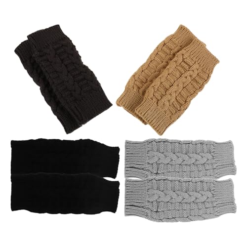 Guantes de lana para el frío en las muñecas mitones de punto trenzado para mujer