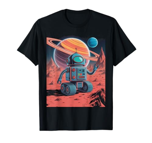 Robot futuriste sur Mars – Explorateur Cosmique de Science-Fiction T-Shirt