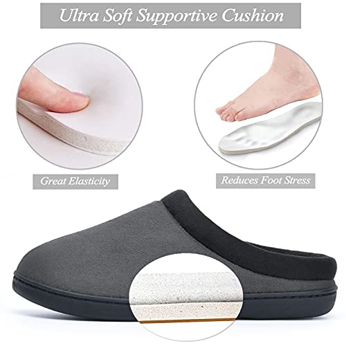 Lordfon Memory Foam Mens Slippers Slip-On Comfy House Slippers For Men Indoor Outdoor Non-Slip Warm Winter Men’s Bedroom Slippers Size 9-10 Grey #TOP3