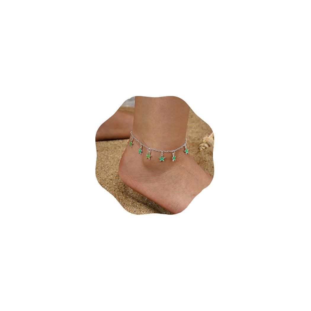 Luminous Star Anklet Tassel Anklet Bracelet Adjustable Star Anklet Chain Summer Beach Anklet Glow In The Dark Jewelry for Women and Teen Girls