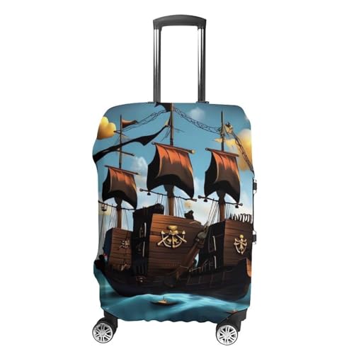 Cartoon Ship Luggage Cover Elastic Suitcase Protector Case Anti-Scratch Washable Baggage Covers Protector For Traveling, Aircraft Consignment XL
