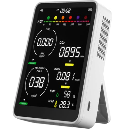 16-in-1 Indoor Air Quality Monitor with HD Screen, White