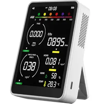 16-in-1 Indoor Air Quality Monitor with HD Color Screen, Portable Multi-Parameter Tester for Home, Office, Cars