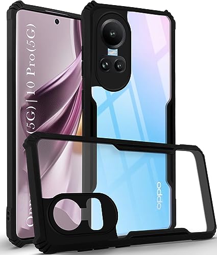 Image of Jkobi Back Cover Case for Oppo Reno 10 5G | Oppo Reno 10 Pro 5G (Shockproof with Polycarbonate Clear Panel | Professional Black)