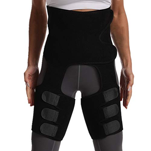 Muslera Compresion Soportes Muslos Envoltura Correa Trainer Ajustable Butt Lifter Fajas y Las Caderas Correa para Las Mujeres y los Hombres del Muslo,Negro,XL