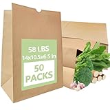MAXTBEE 50 Pack Paper Kraft Paper Bags,58 Lbs Heavy Duty Large Grocery Brown Bag,14x10.5x6.5 Inch Bags for Storage,Take out,Shopping,Sacks