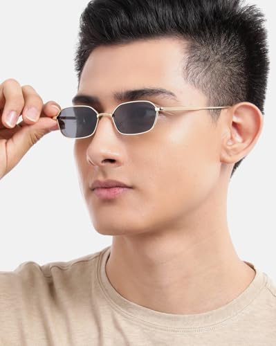 Image of Carlton London Gold Toned with UV Protected Lens Rectangle Sunglass