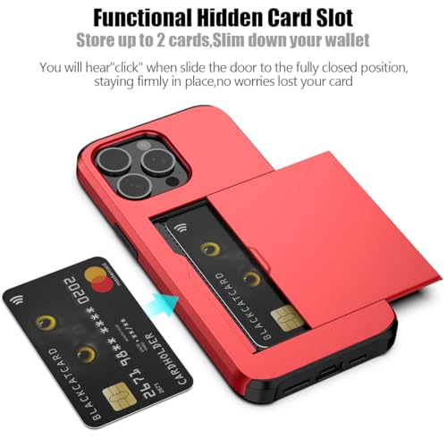 Nvollnoe for iPhone 15 Pro Max Case with Card Holder Red by Nvollnoe - Used condition - Image 2