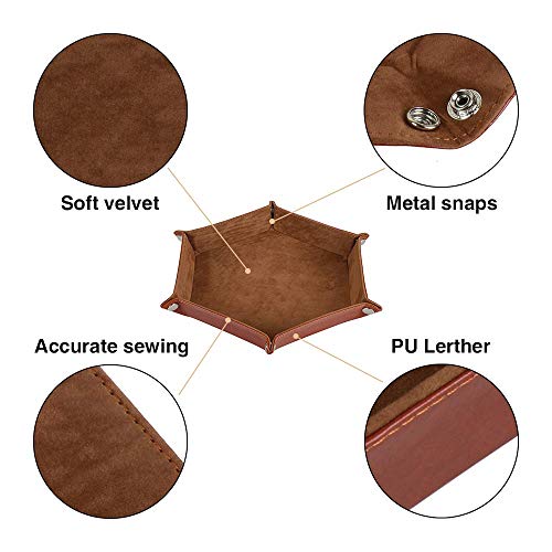 Stylifing Dice Tray Metal Dice Rolling Tray Holder Storage Box For Rpg Dnd Table Games, Double Sided Folding Thick Pu Leather And High-Class Velvet Camel #TOP3