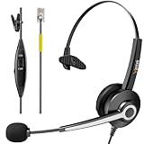 Wantek Telefon Headset mit Geräuschdämpfungsmikrofon, RJ9 Büro Telefon Headsets kompatibel mit Avaya Voip Telefon Grandstream Cisco Panasonic