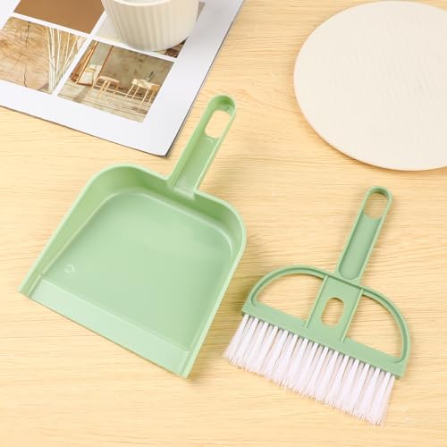 WLLHYF Mini-Besen- und Kehrschaufel-Set tragbares kleines Reinigungsbesen- und Kehrschaufel-Set für Zuhause hängender Schneebesen Hand-Kehrschaufel-Set Tisch Schreibtisch Schlüsselbrett Büro (Grün)