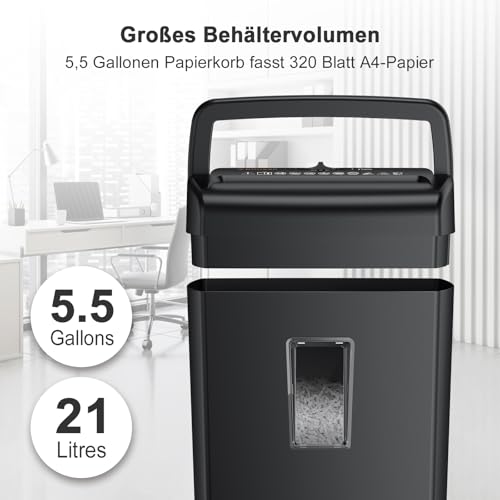 Bonsaii Home Office 10-Blatt Aktenvernichter, Kreuzschnitt Schredder für Papier und Kreditkarten, Sicherheitsstufe P4, Überhitzungsschutz und praktisches Griffdesign, 21L Abfallbehälter(C209-D)