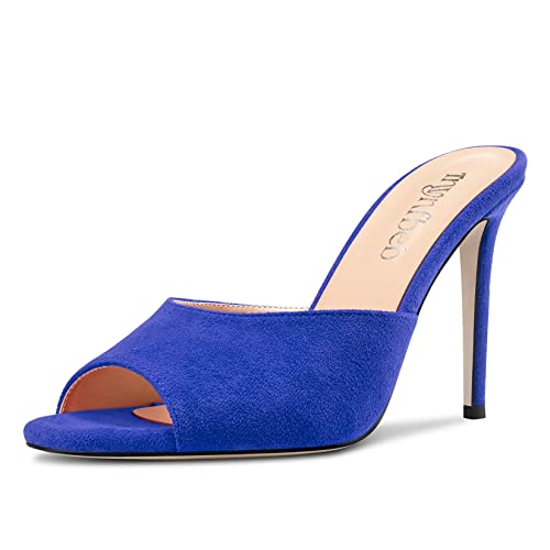 Image of TNYNFBEB Women Stiletto High Heel Peep Open Toe Sandals Slingback Slip-on Wedding Office Cute Basic Classic 3.9 Inches Heels