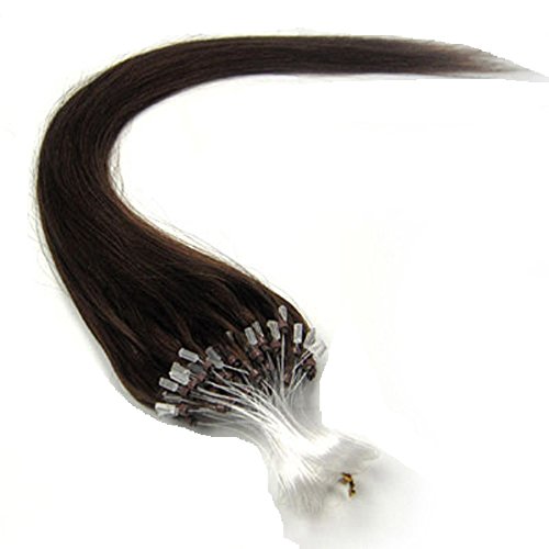 22 Inch Micro Ring Loops Beads Tipped Remy Real Human Hair Extensions (#04 Medium Brown)