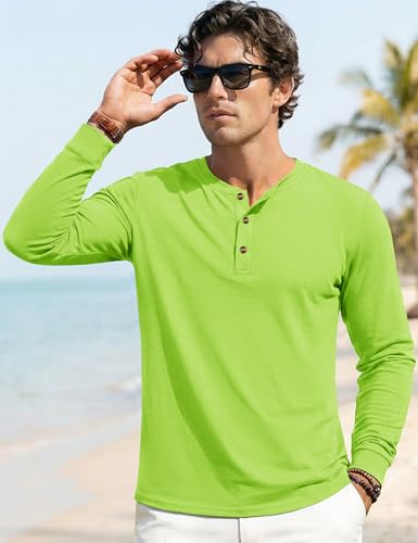 Image of MAGNIVIT Men's Long Sleeve Henley Shirts Cotton 3-Button Spring Casual T-Shirts Solid Color Soft Basic Tops 2026