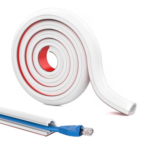 Cubierta autoadhesiva para cables de 2 metros, canal de cable blanco, cubierta suave para cables de PC, canal de cable flexible autoadhesivo, gestión de cables para oficinas en casa y televisores, 10