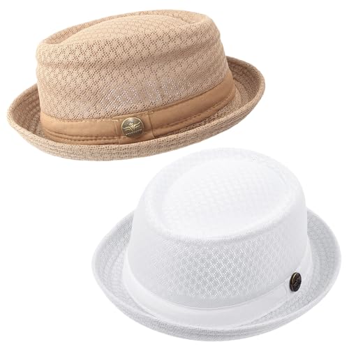 Chapeau plat en maille pour femme style retro Fedora Dad Bowler pour l'ete