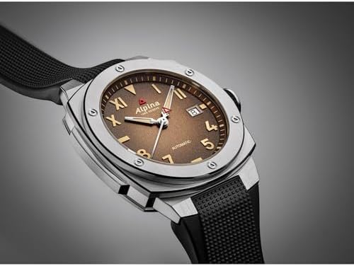 Alpina 남성용 오토매틱 Alpiner 시계, 블랙 고무 스트랩, 브라운 다이얼, 날짜 스타일: AL-525BRG3AE6 — 사진 4