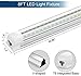 JESLED LED Shop Lights 8FT, 72W 6500K Cool White, 9000LM High Output, V Shape, T8 Linkable 8 Foot LED Tube Lights for Garage, Warehouse, Plug and Play, Clear Cover