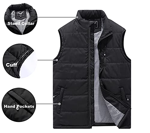 Heihuohua Men's Warm Puffer Vest Outdoor Lightweight Padded Thick, Black, X-Large #TOP4