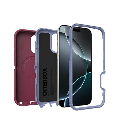 Image of OtterBox iPhone 16 Pro Max (Only) Defender Series MagSafe Case - Velvet Orchard (Pink & Blue) - Built-in Magnets - Screenless - Rugged & Durable - with Port Protection