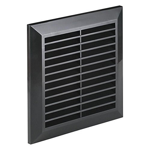 Grille d'aération noire avec moustiquaire et cadre de fixation 170 mm x 170 mm T40CZ Cover