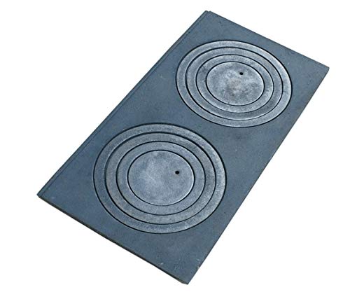 Home&Wood - Placa de hierro fundido para horno con 2 agujeros (60 x 30 cm, hierro fundido)